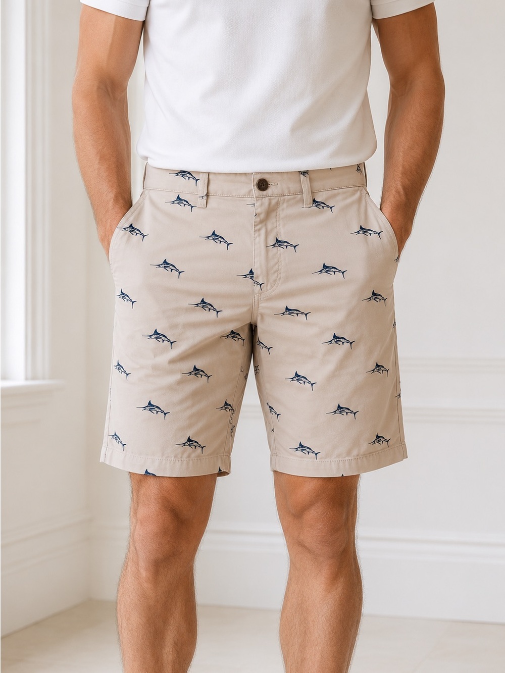 NWT: Across the Pond Marlin Print Chino Shorts